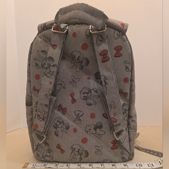 Disney Minnie Mouse Bows Mini Backpack - Gray & Red Cute Bag - Picture 8 of 16